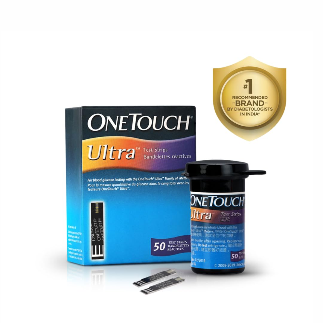 OneTouch Ultra Test Strips | Pack of 50 Strips | Blood Sugar Test Machine Testing Strips | Global Iconic Brand | For use with OneTouch Ultra 2 Glucometer & OneTouch Ultra Easy Glucometer