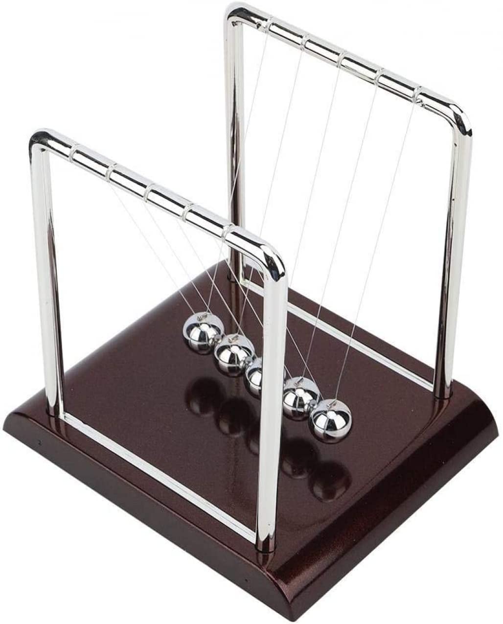 GoodernNewtons Cradle Pendulum,Newtons Cradle Balance Balls with Base,Perpetual Motion Desk Toy,Metal Ball Pendulum,Fun Science Physics Learning Desk Toys,Swinging Kinetic Balls for Office Decor-Red