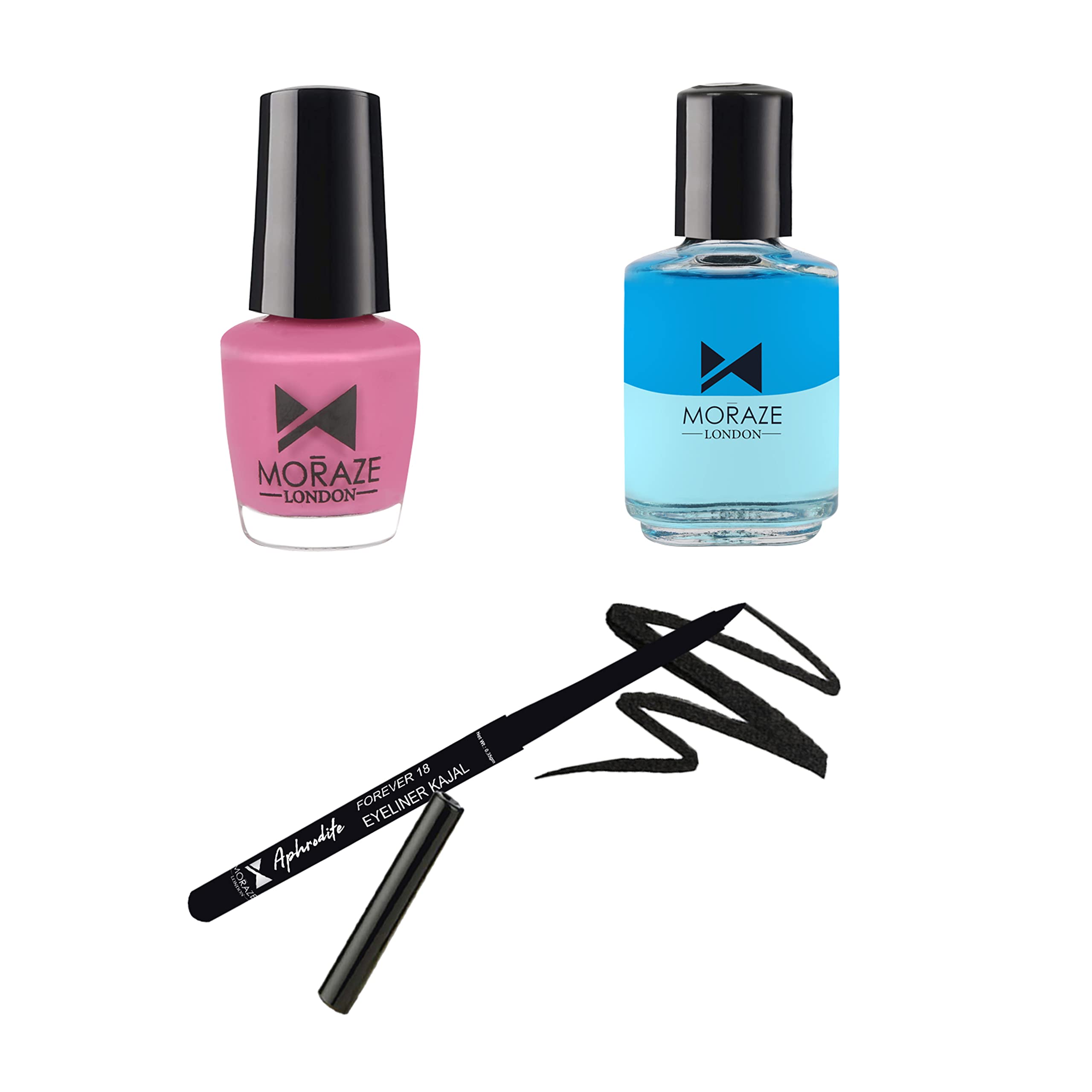 Moraze Pack of Kajal with 1 Nail Polish (You Make Me Blush) 5 ML 1 Nail Paint Remover Pacific Dream (30 ML)