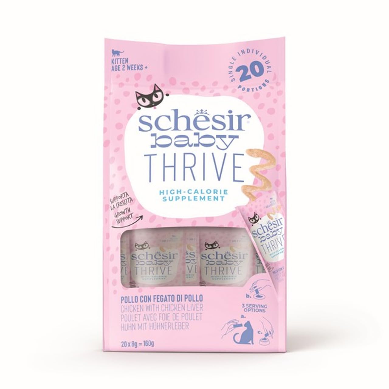 SchesirBaby Thrive Kitten Cat Food Chicken High-Calorie Supplement 160g x 8 Pack