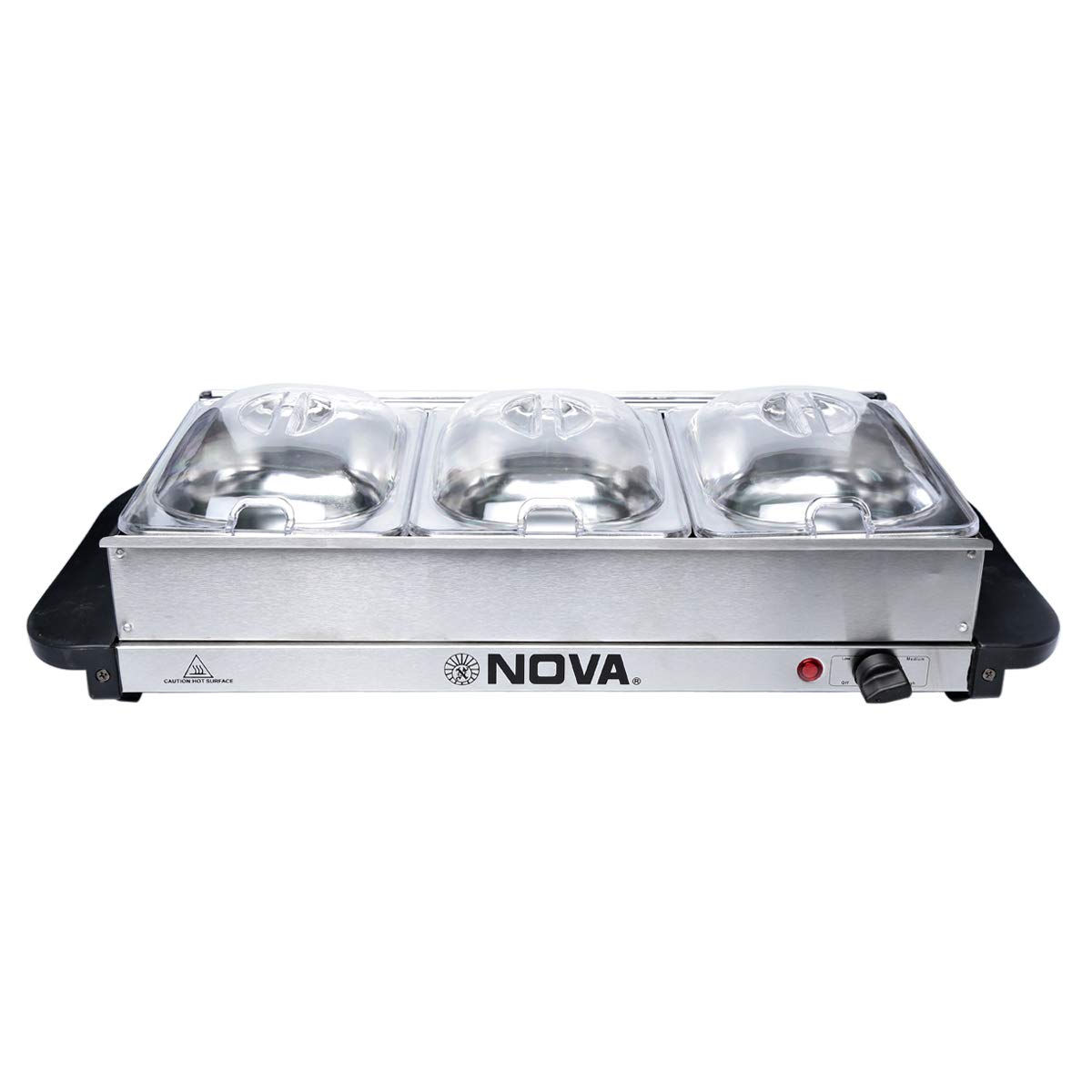 Nova 2000 Watts 3 Tray Buffet Server And Heater, Silver - Nbf9005