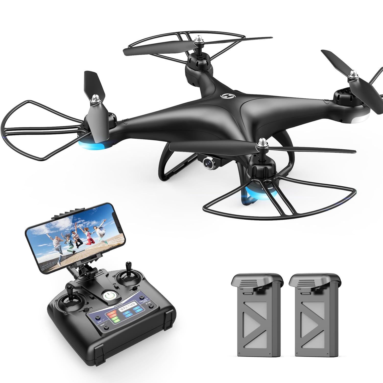 Holy StoneHS110D FPV RC Drone with 1080P HD Camera Live Video 120°Wide-Angle WiFi Quadcopter with Gravity Sensor, Voice & Gesture Control, Altitude Hold, Headless Mode, 3D Flip RTF 2 Batteries