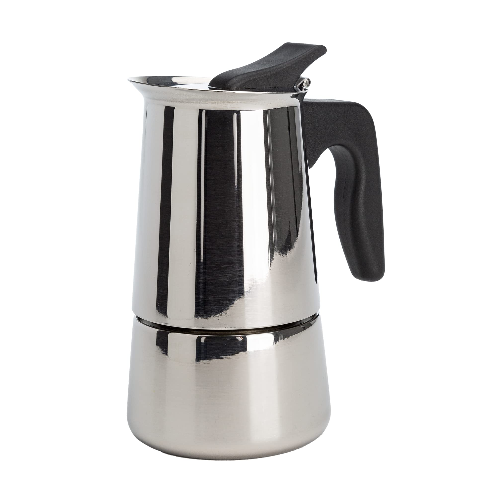 PrimulaStainless Steel Stovetop Espresso Coffee Maker, 4-Cup, 3.5"D x 5"W x 7"H, Black Handle