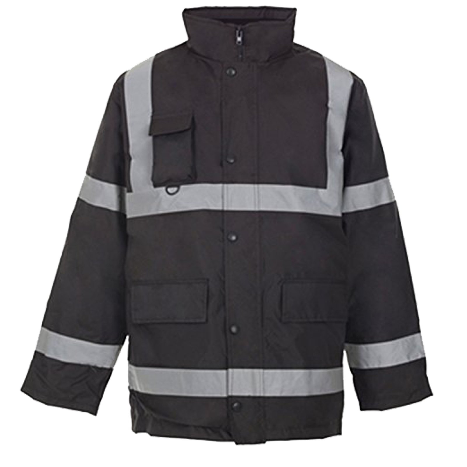 Style Spot HI VIZ 3/4 Length Parka Reflective Tape Work Security Quilted Safety HI VIS Workwear Coat Road Work Jacket