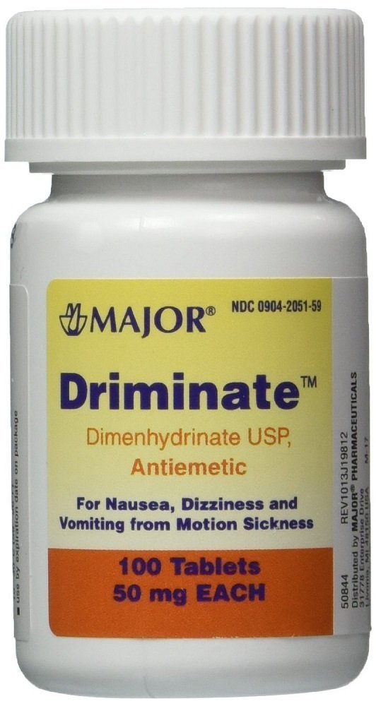 MAJORDriminate - Dimenhydrinate 50mg Motion Sickness Tablets - Anti-Nausea Medicine - 100 Tablets - Pack of 2