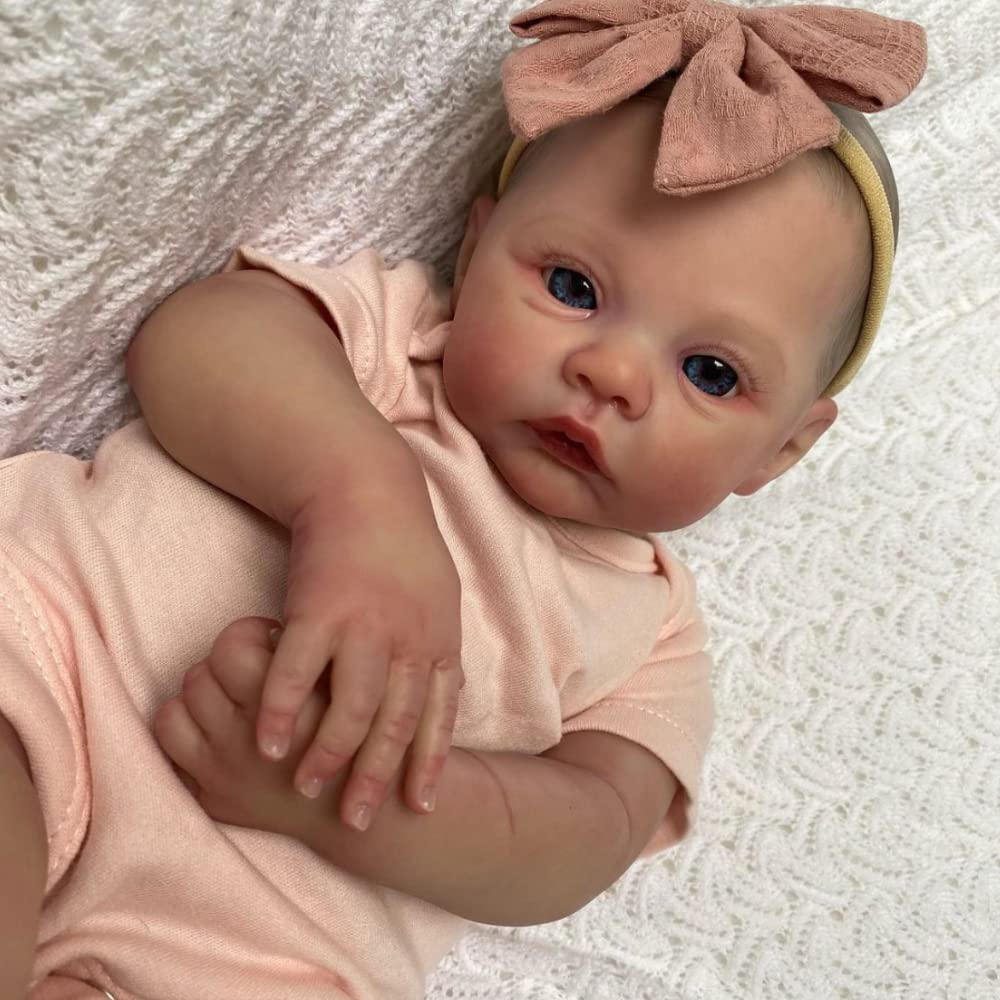 iCradle Lifelike Reborn Baby Dolls 19 Inch Realistic Newborn Baby Dolls Vinyl Girl Real Life Baby Dolls Hand Painted Hair Toy for Kids Age 3+