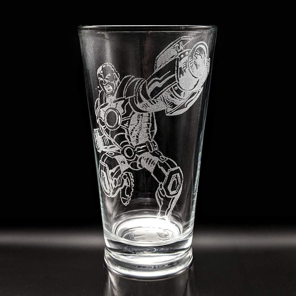 CYBORG Engraved Beer Pint Glass | Great DC Superhero Comic Book Drinking Gift Idea!