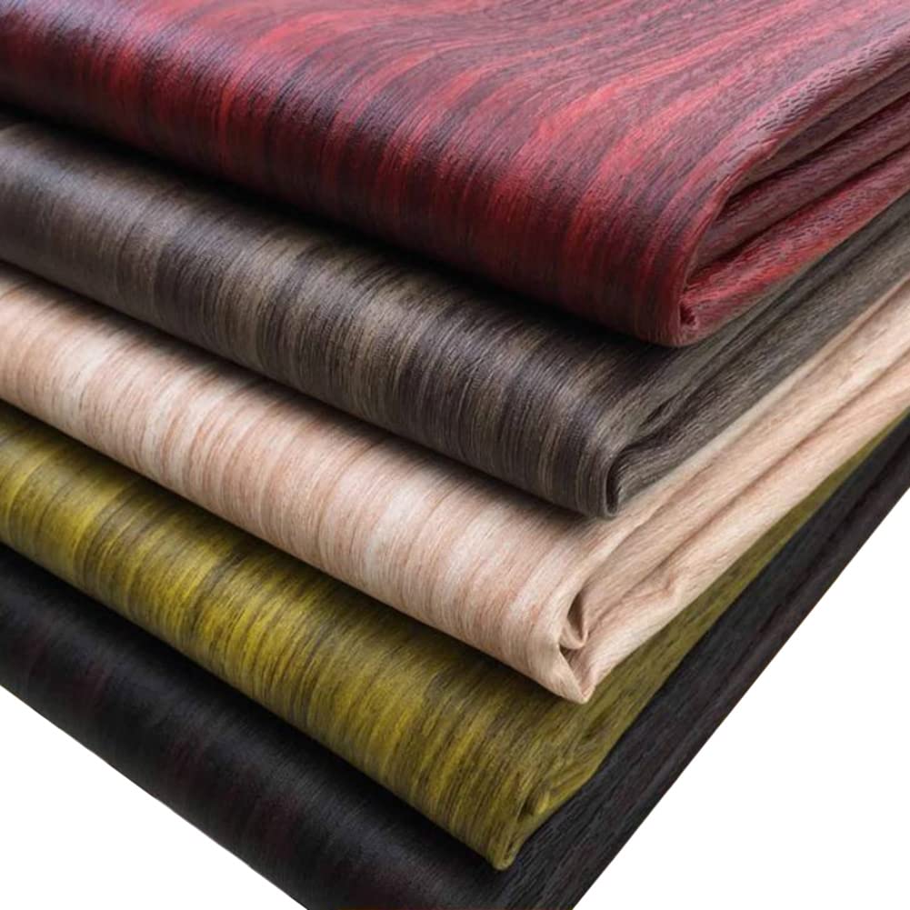 Tong Gu Wood Grain Faux Leather Fabric Soft for Upholstery Furniture Decor Craft (Brown,55x39 in/140x100 cm)