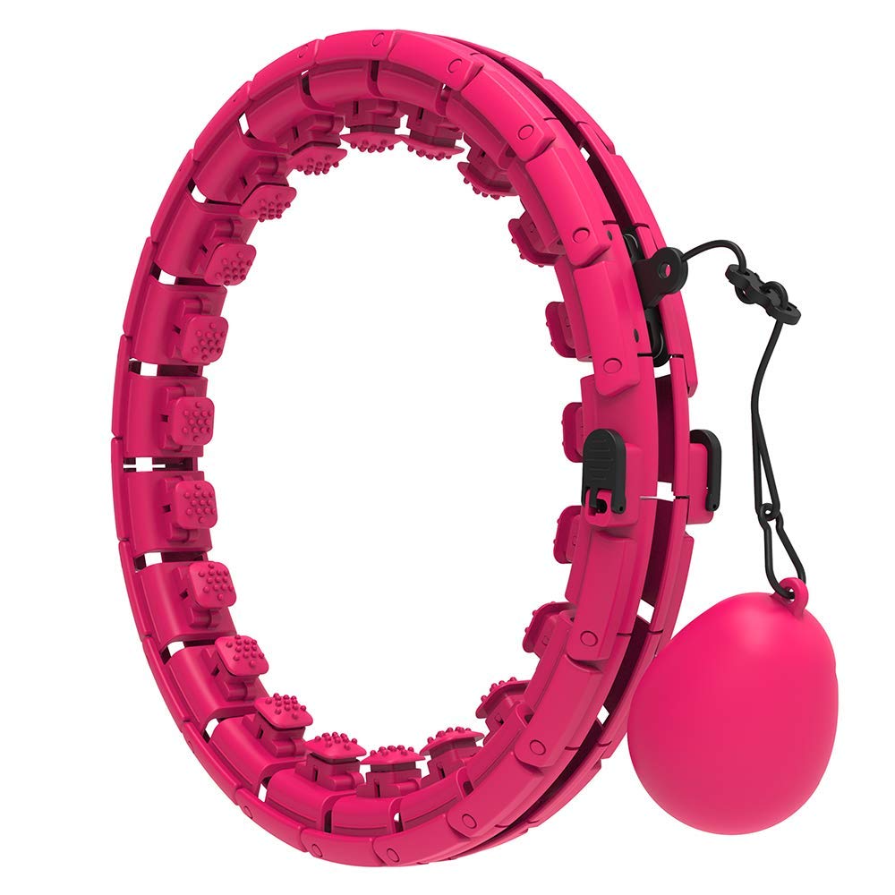 reakoo Smart Weighted Hula Fitness Hoops for Adults and Kids Exercise 24 Detachable Knots Adjustable Size 2 in 1 Abdomen Fitness Hula Exercise Hoops