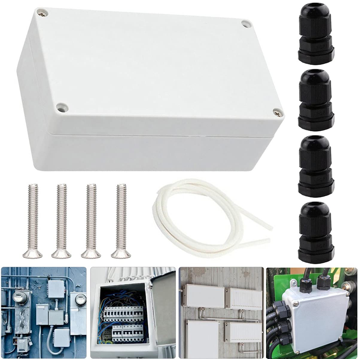 DAOKI Electronic Project Box 200 x 120 x 56 mm Waterproof IP65 ABS Plastic Junction Enclosure Box for Outdoor Junction + PG7 Cable Gland