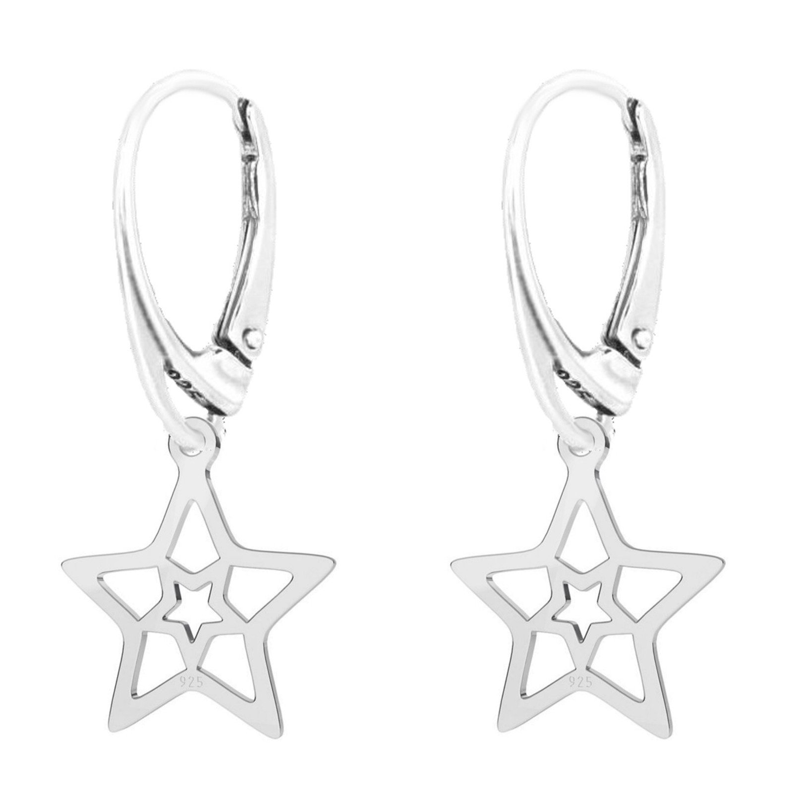 FASHIONS FOREVER HOUSE OF PREMIUM FASHION JEWELLERYFASHIONS FOREVER® 925 Sterling Silver Star Leverback Earrings For Women Girls Unisex | Gift Boxed | Handmade In UK