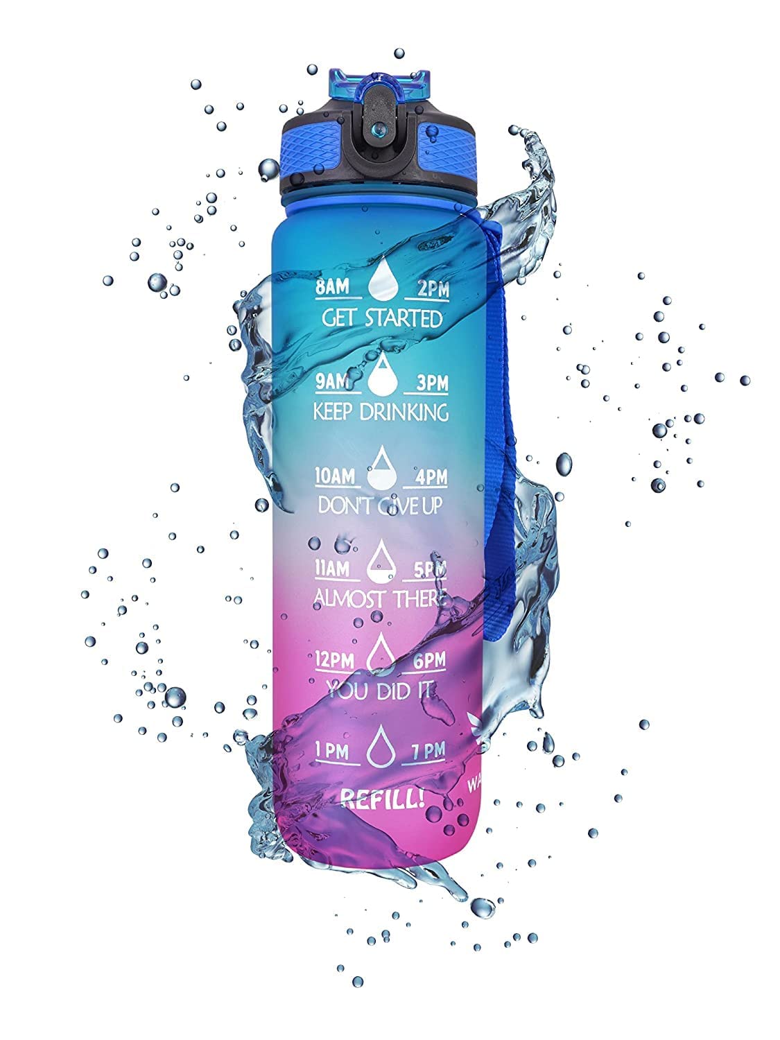 NEPTUNESipper Bottle 1 Litre with Motivational Time Marker, L Water bottle for office,Water bottle for gym | Multicolored