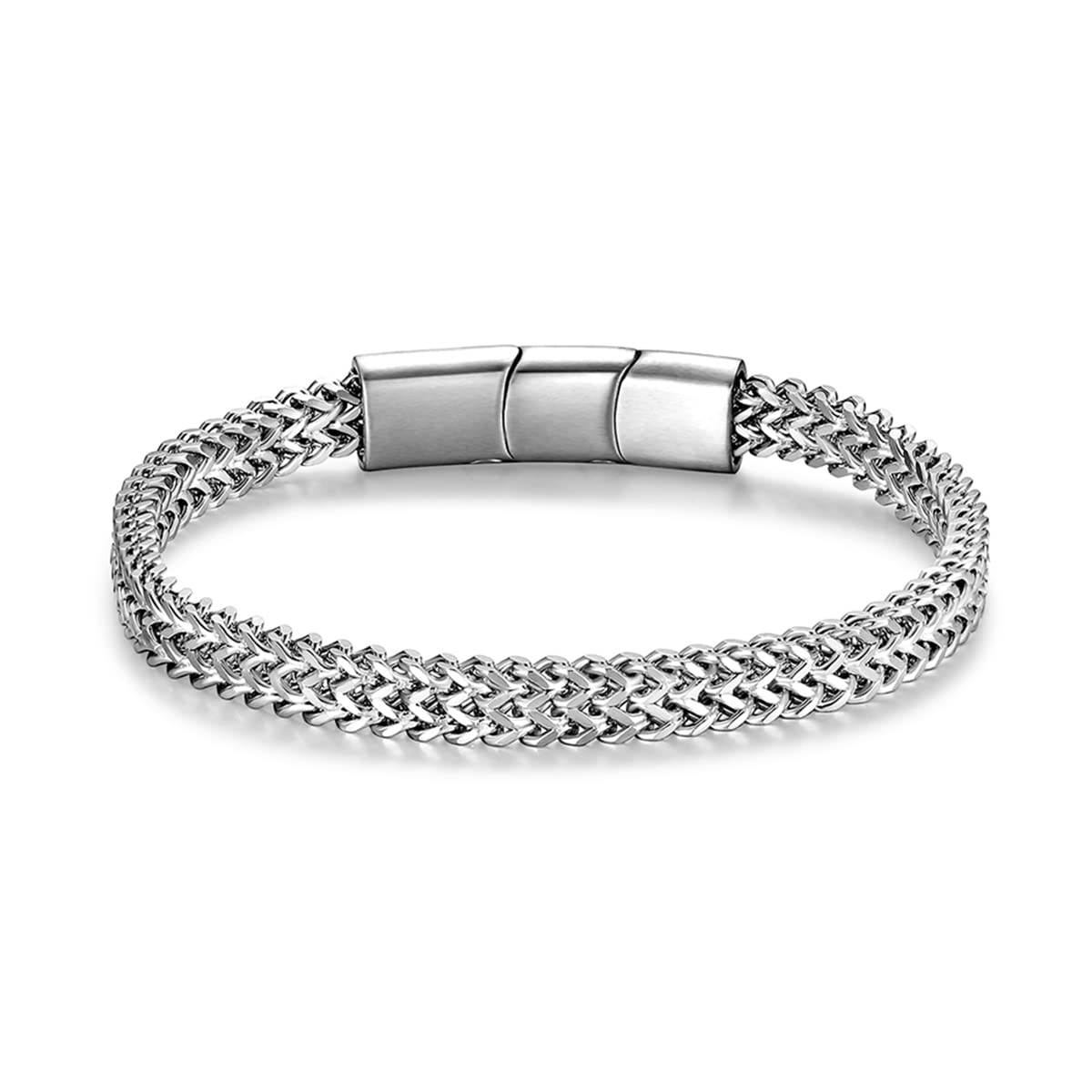 Bracelets for Men-Stainless Steel Magnetic Clasp Franco Chain Mens Bracelet