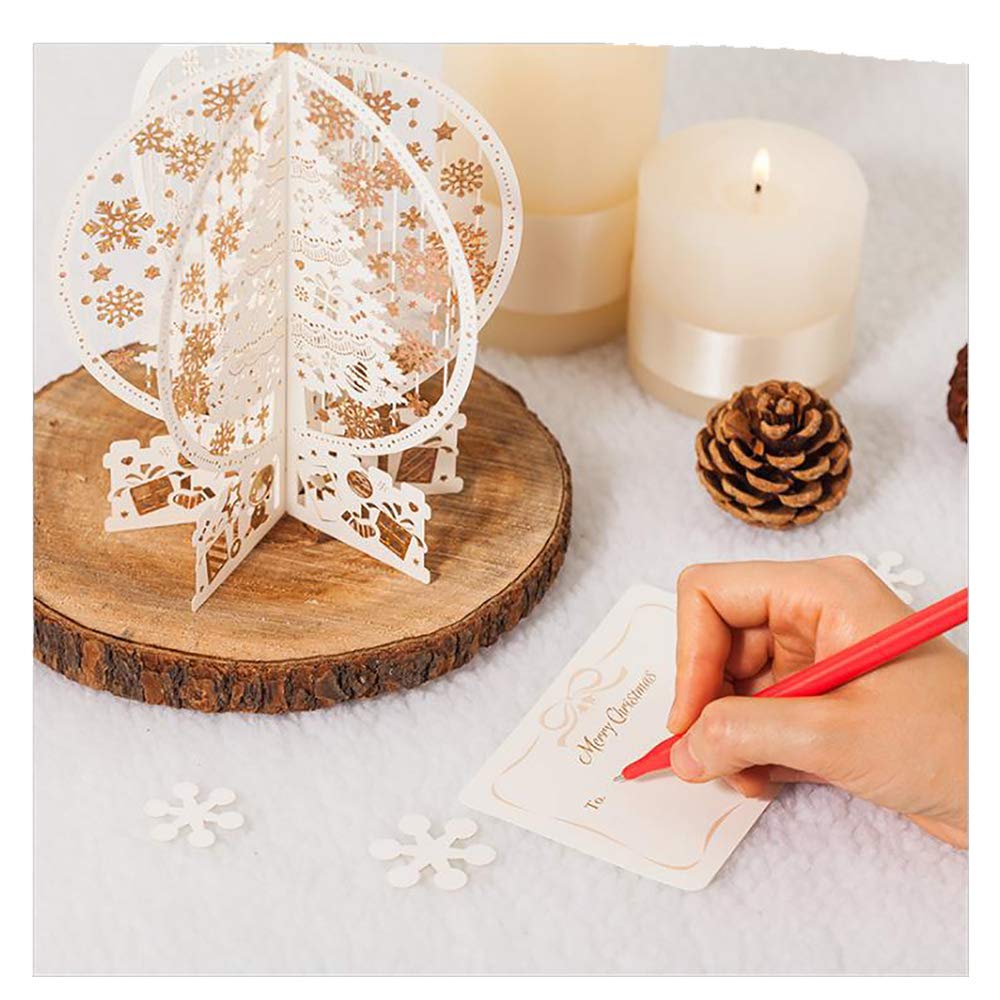 Alipher Christmas Cards 3D Christmas Greeting Cards Handmade Pop Up Cards Golden Snowflake Crystal Ball Card Hollow Design For Christmas Greeting 1PCS