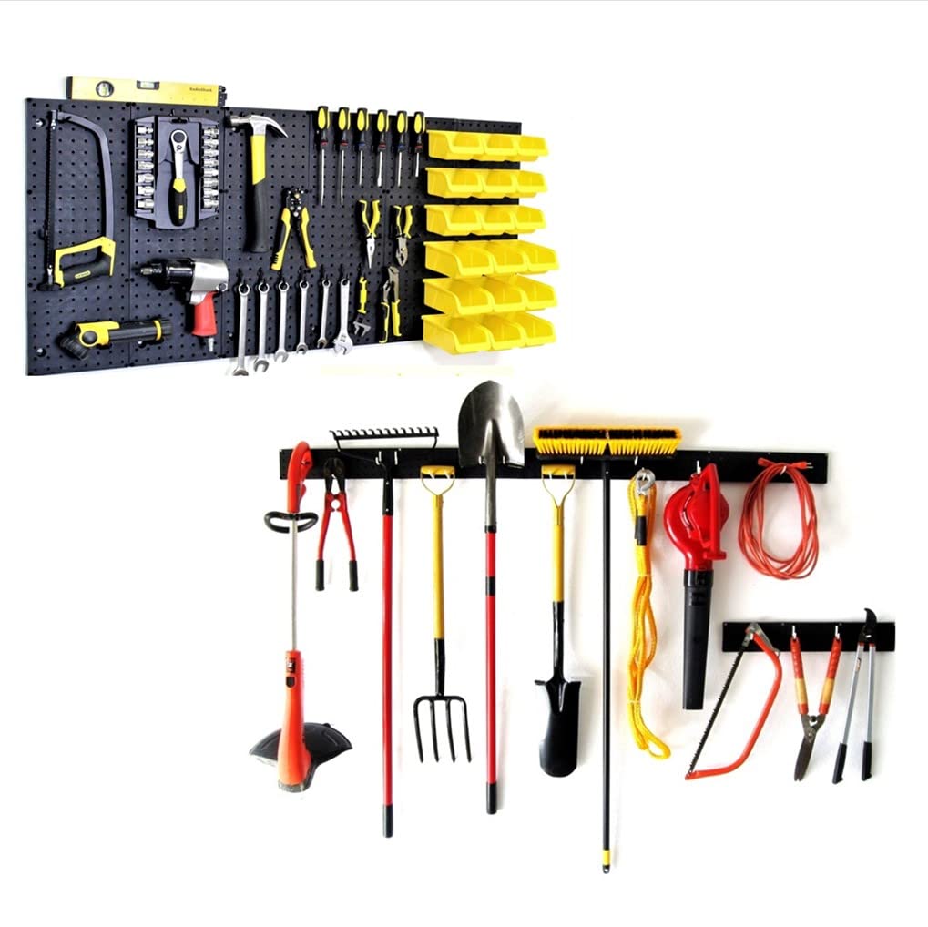 WallPeg Pegboard Wall Organizer (PK-160) - Garden Tools Storage - Hand Tool Organizer - Pegboard Bins for Parts Storage and Organization - Locking Pegboard Hooks