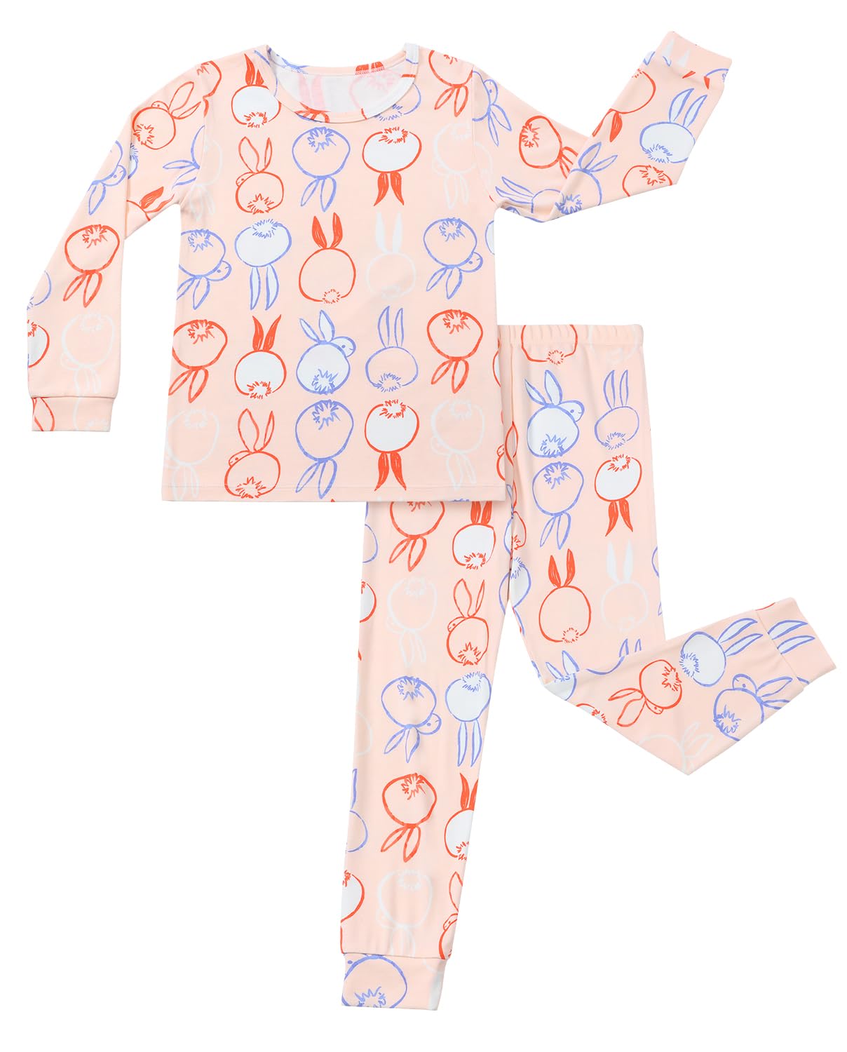 babee Reshinee bamboo Baby Girls Pajama Sets 2-8Y Toddler Kids Boys 2pcs Long-Sleeve Snug fit Sleepwear Pjs Pink Rabbit