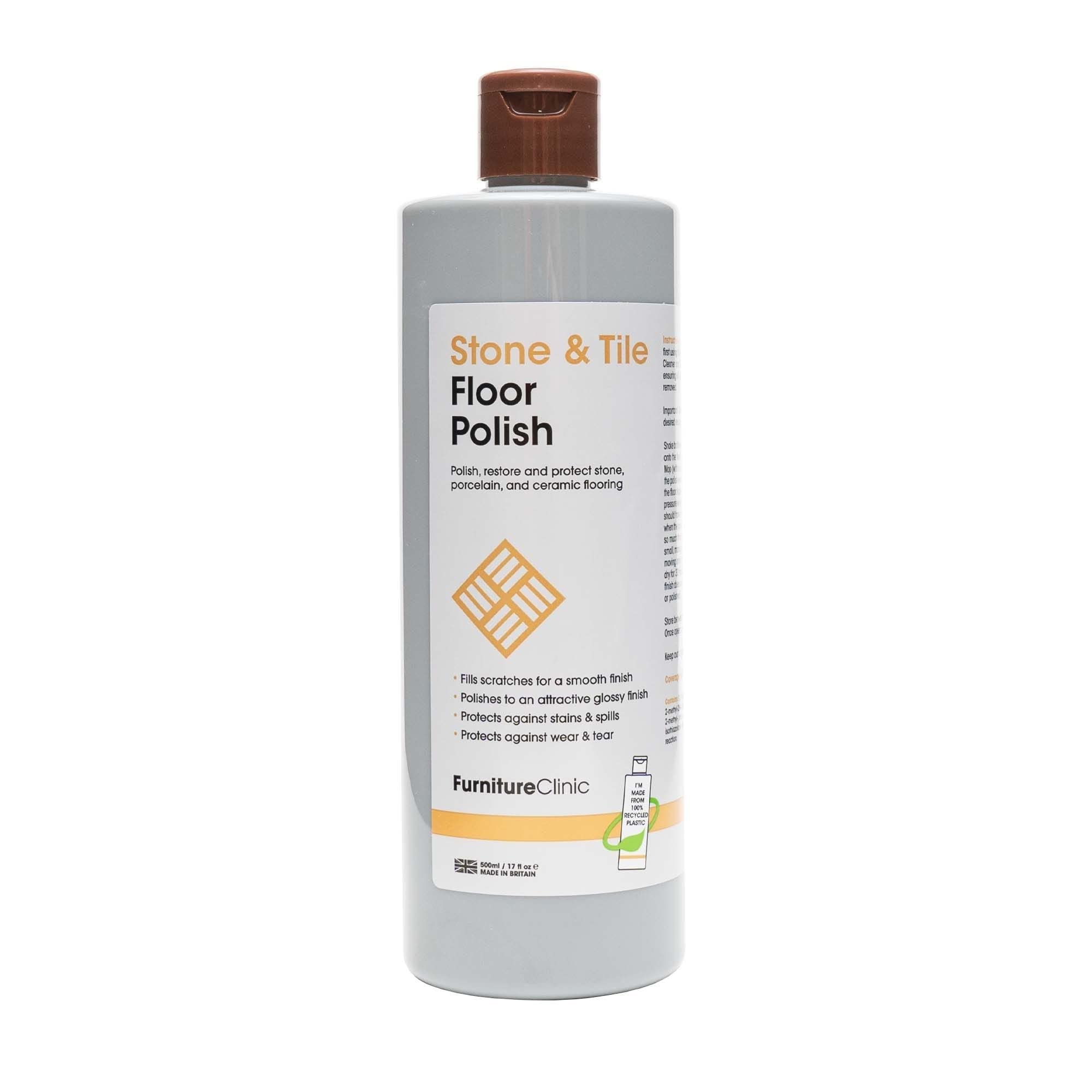 Stone & Tile Floor Polish - Polishes to a Glossy Sheen - Protects Against Stains - Fills Scratches and Reduces Wear & Tear – For All Types of Natural Stone, Porcelain & Ceramic Floors - 500ml