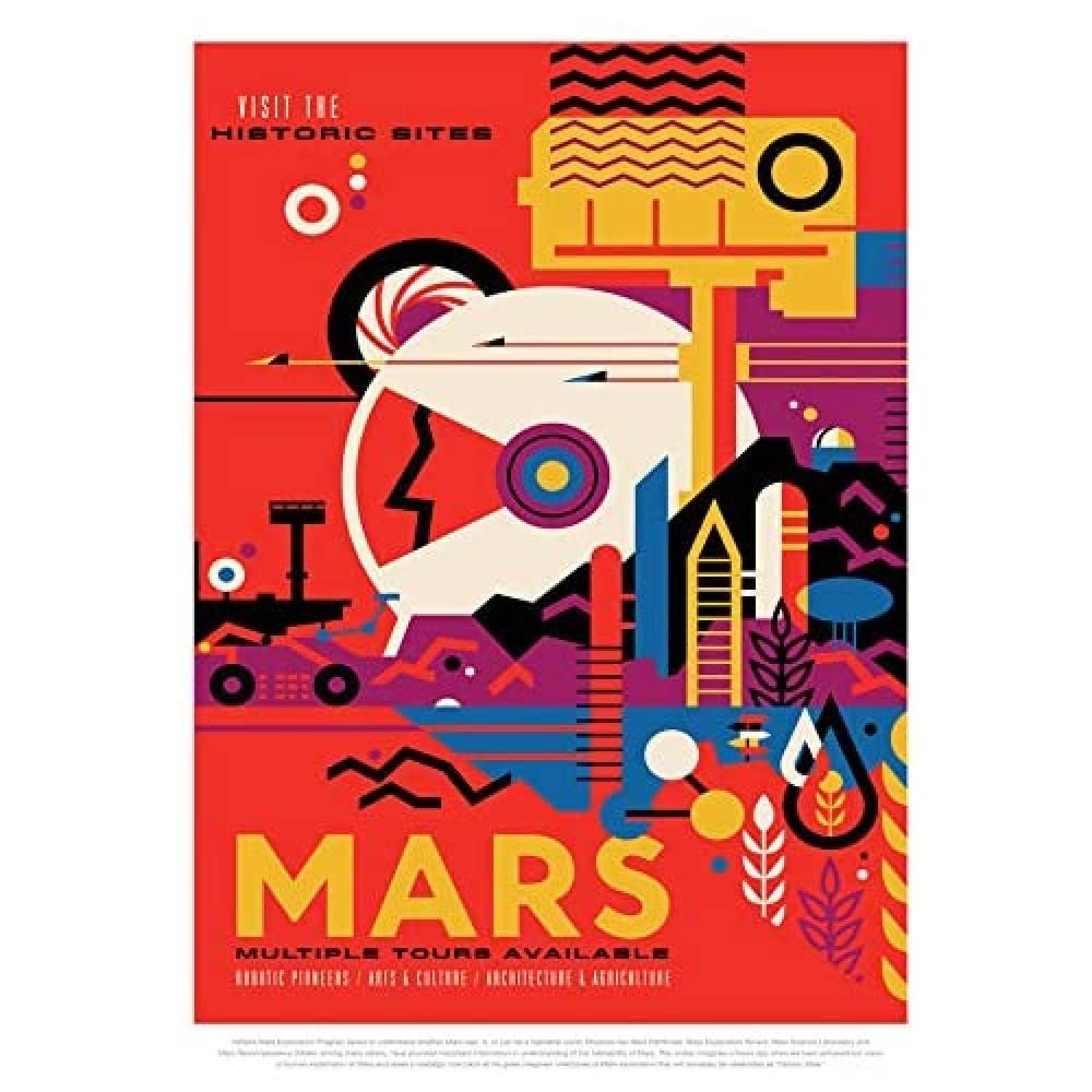 Mars Historic Sites Tour NASA Space Tours Travel Unframed Wall Art Print Poster Home Decor Premium