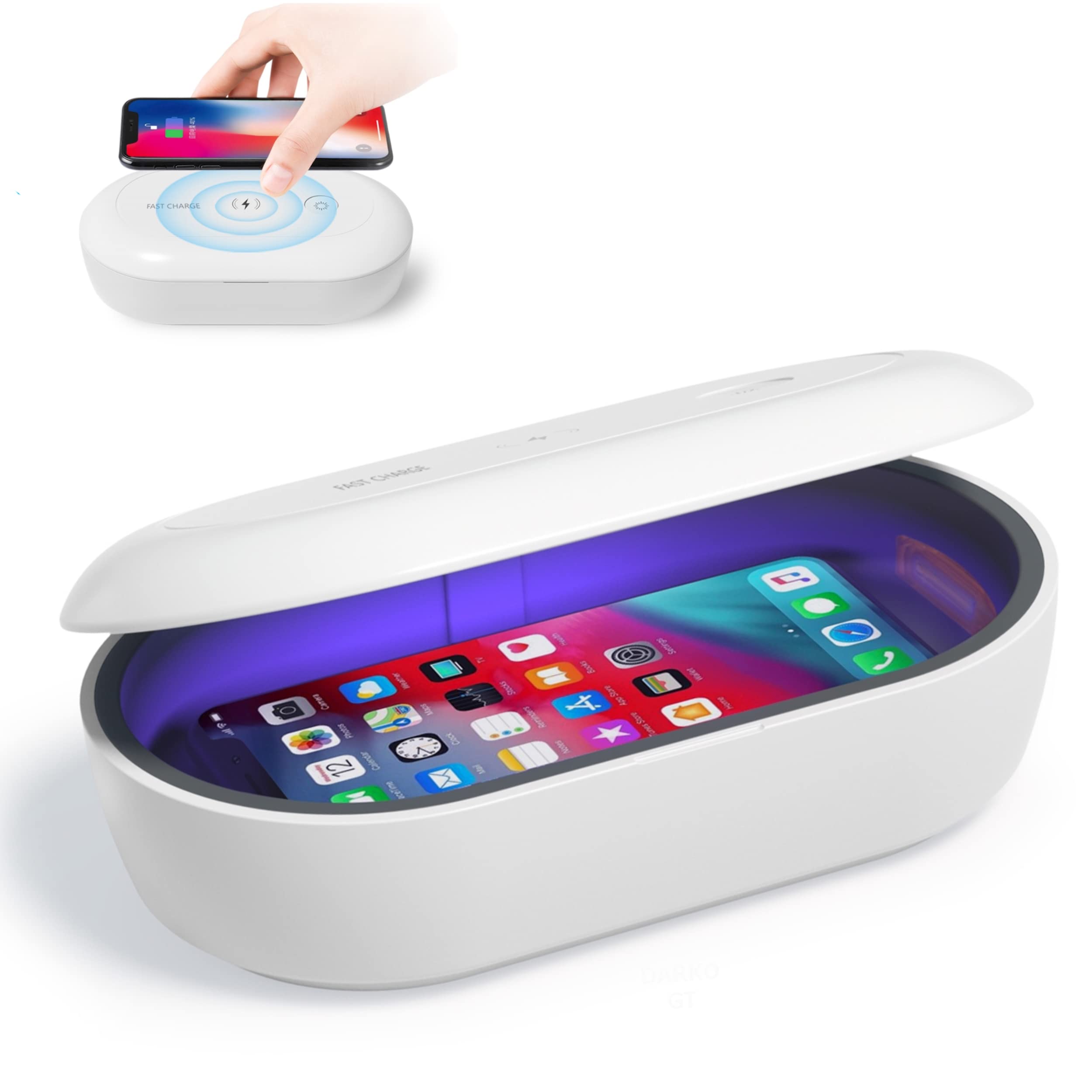 UV Sterilizer Box - Multi-Function UV Phone Cleaner Box - Fast Wireless Charging for Smart Phone, Deep UV Sterilizing Box for Watches, Jewelry, Glasses