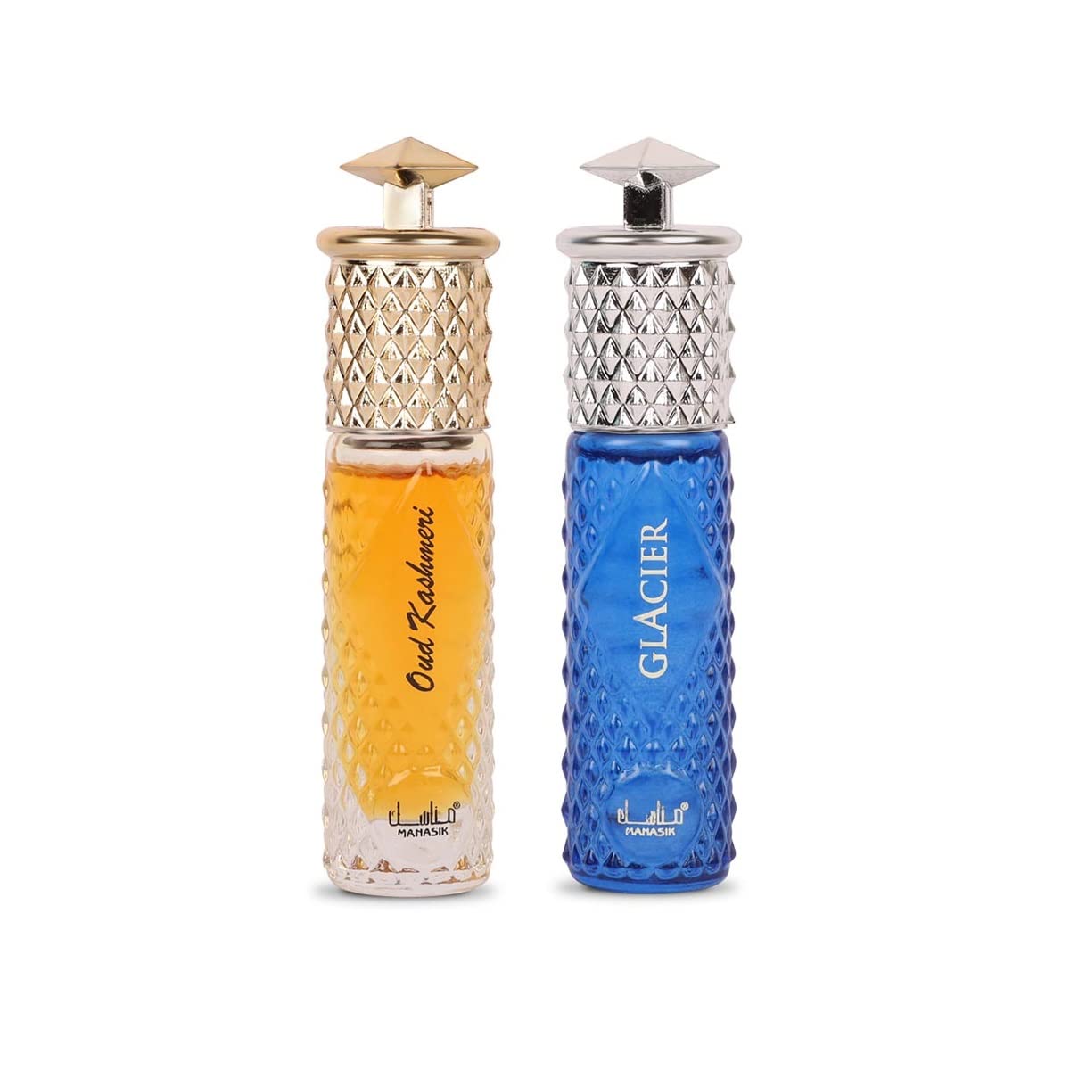 MANASIKSet of 2 Alcohol Free Premium Attar, Oud Kashmeri For Men & Glacier For Men & Women Fresh & Soothing Fragrance, Long Lasting Roll on Itra, 6ml Each