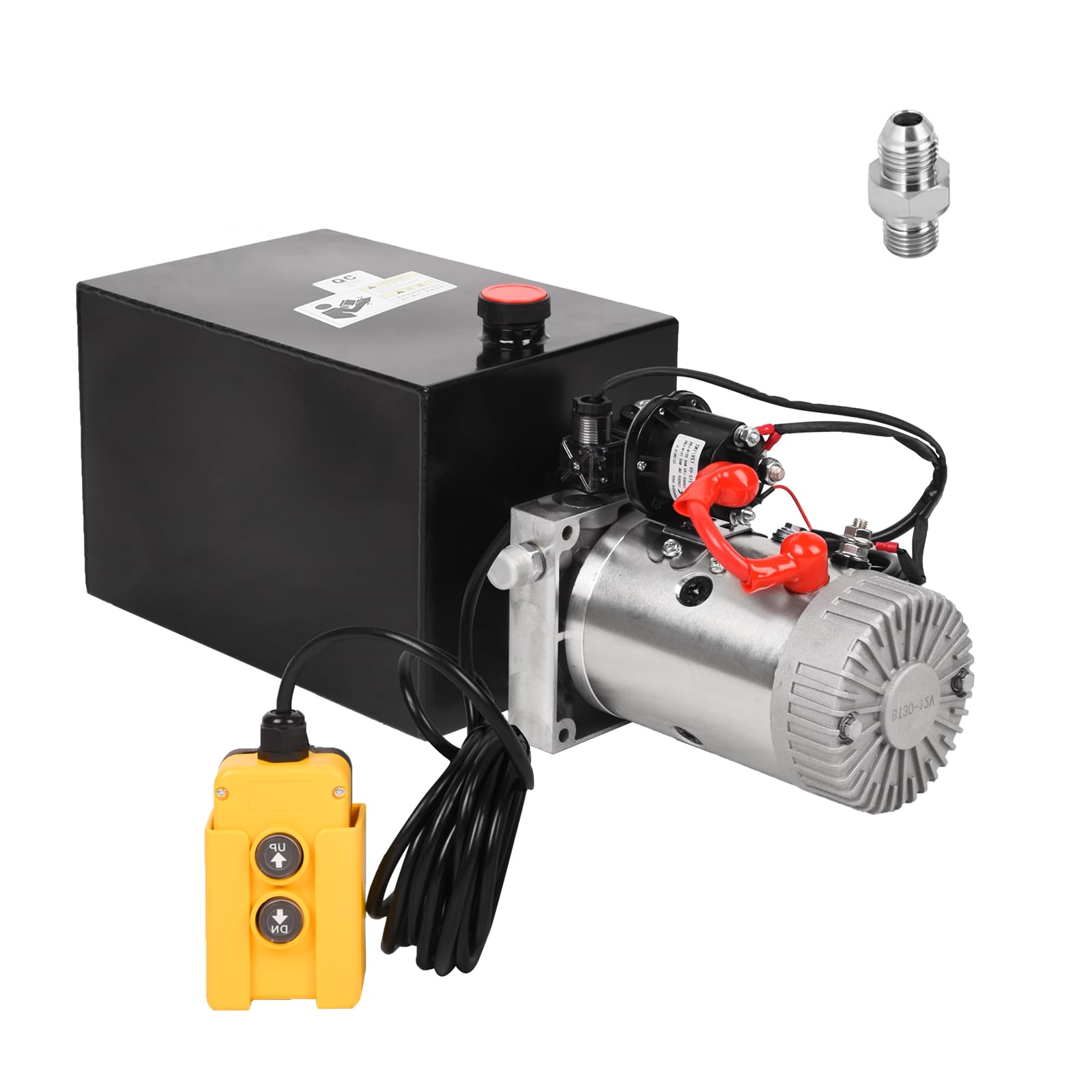 Doppy Hydraulic Power Unit 13 Quart, Hydraulic Pump Single Acting Metal Reservoir Dump Trailer Pump DC 12V 3200 PSI w/Remote Control for Dump Trailer Car Lifting