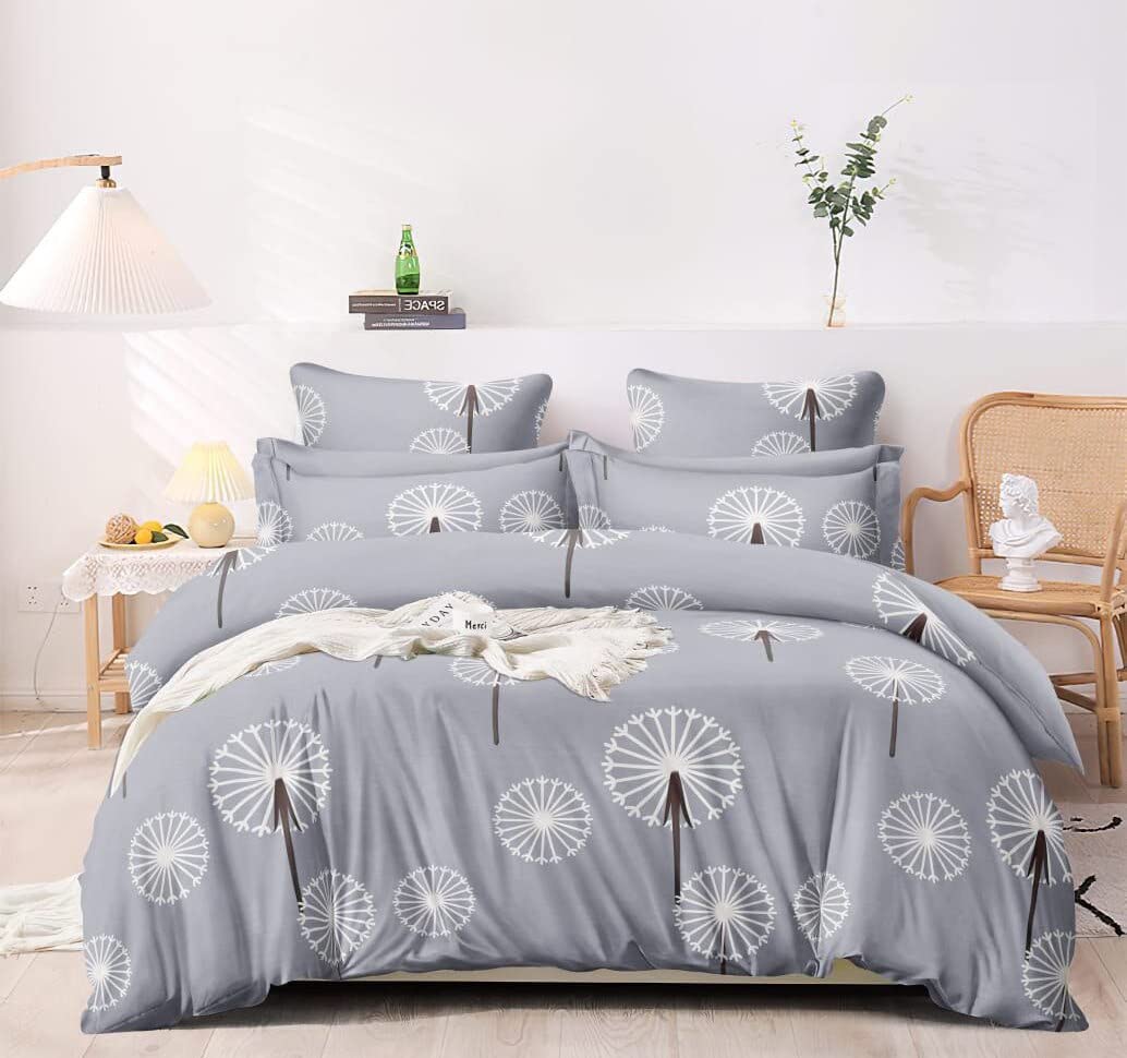 DIVINE OVERSEAS Micro Fabric Soft (Embrace King Size Bedsheet 108" x 108" 1+2, Grey Circle Design)