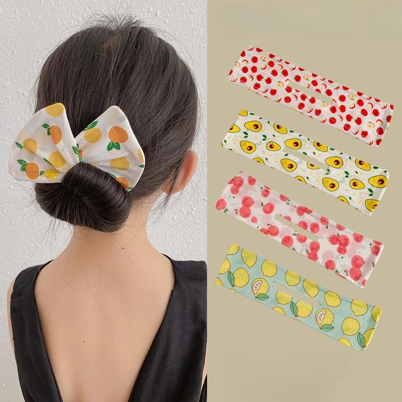 Samyak Hair Twist Bun Maker Tool, 4 Pcs, Magic Donut Bun Scrunchie Hair Accessories for Girls & Women