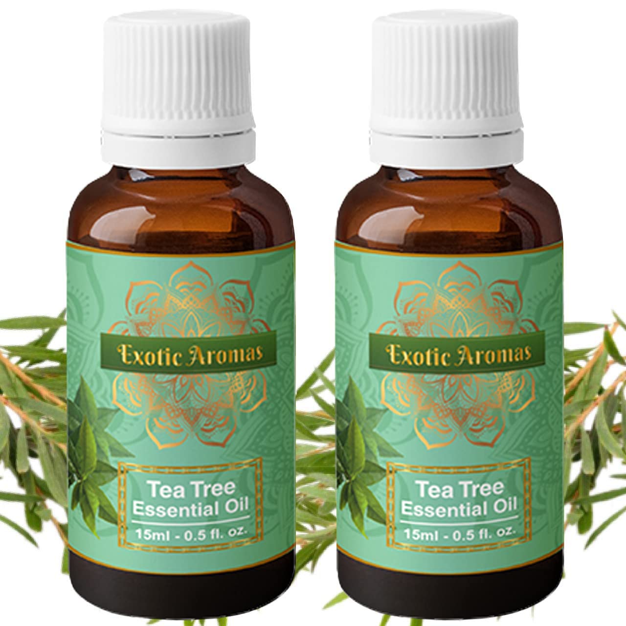 Exotic Aromas Tea Tree Oil, Essential Oil for Skin, Hair, Face, Acne Care, 100% Pure & Natural (15Ml + 15Ml) Pack of 2