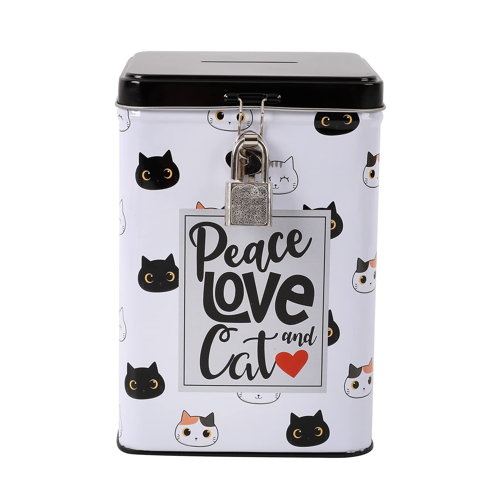 I-TOTAL® - Fun MONEY BANK with padlock and keys/ Metal coin purse with closure (CAT)