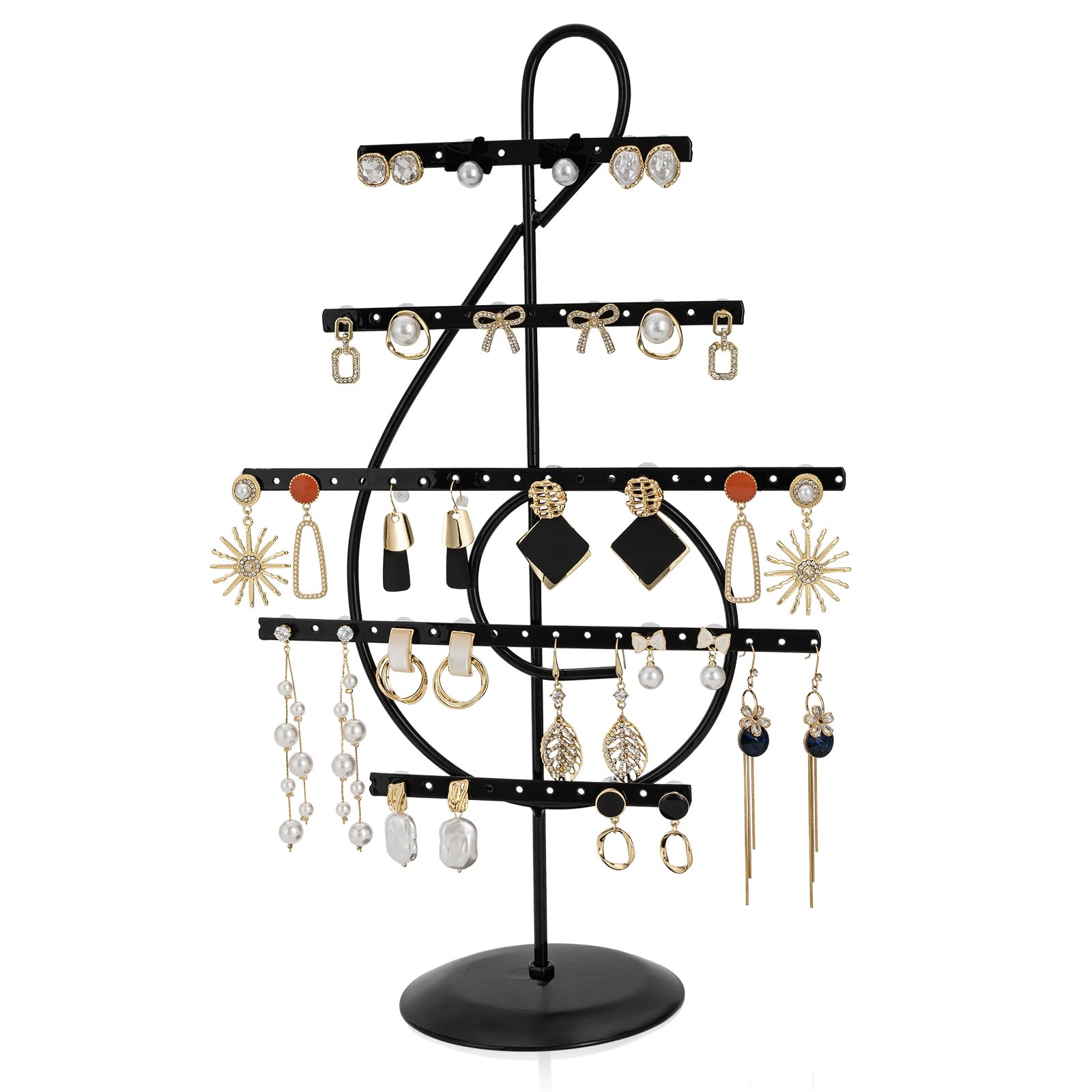 molshineEarring Organizer Stand, Music Note Shaped Metal Jewelry Tower, Earring Holder with Earring Holes Display for Stud Earings & Hoop Earrings