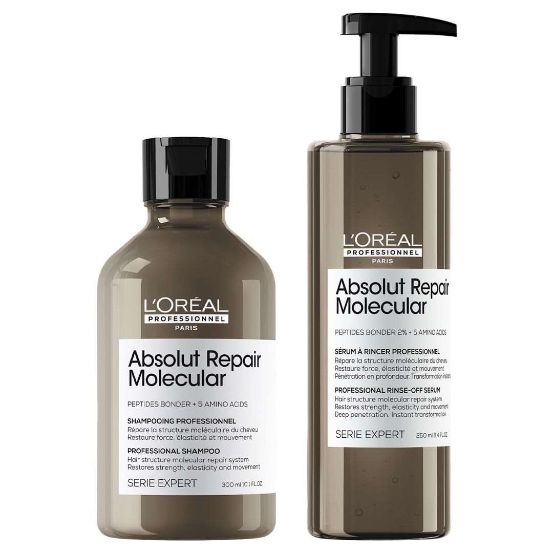 L’Oréal Professionnel│Absolut Repair Molecular Glacial Utopia Duo Set | For extremely damaged hair |Shampoo 300 ml & Rinse-off serum 250ml│Serie Expert