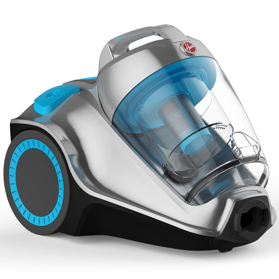 HooverPower 7 Bagless Cyclonic Canister Vacuum Cleaner with HEPA Filter, Powerful Performance with 2400W for Home and Office, 4 Litre Large Capacity, Blue-Silver - HC84-P7A-ME