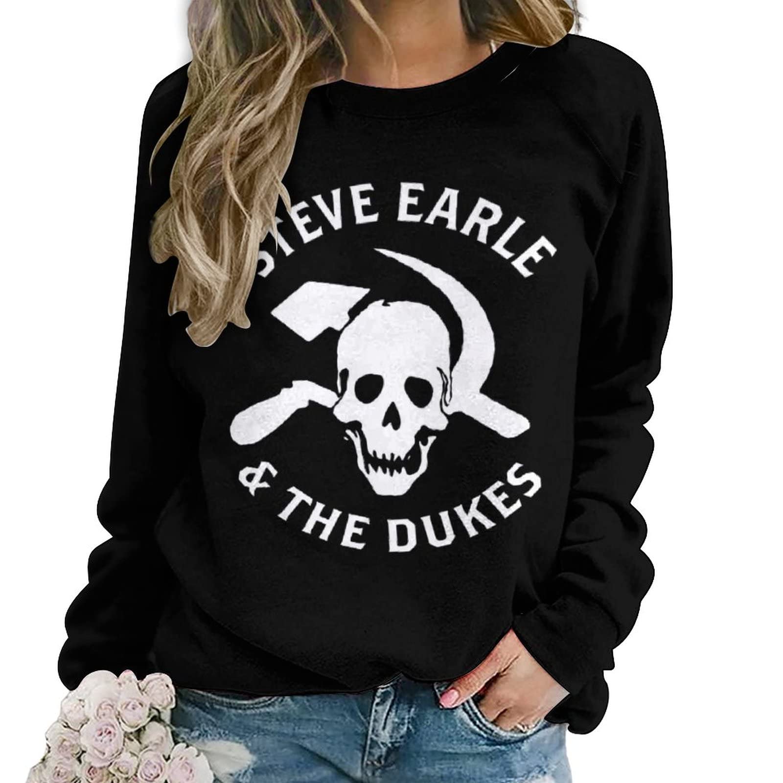 Steve Earle Sweatshirt For Women Crew Neck Soft Fashion Long Sleeve Fall Winter Pullover Tops