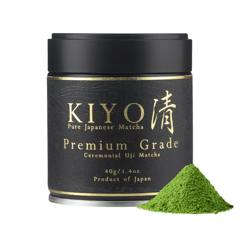 Kiyo Matcha Premium Grade Ceremonial Uji Matcha - Pure Japanese First Harvest Ceremonial Grade Matcha Green Tea Powder from Uji, Japan (40g/1.4oz)