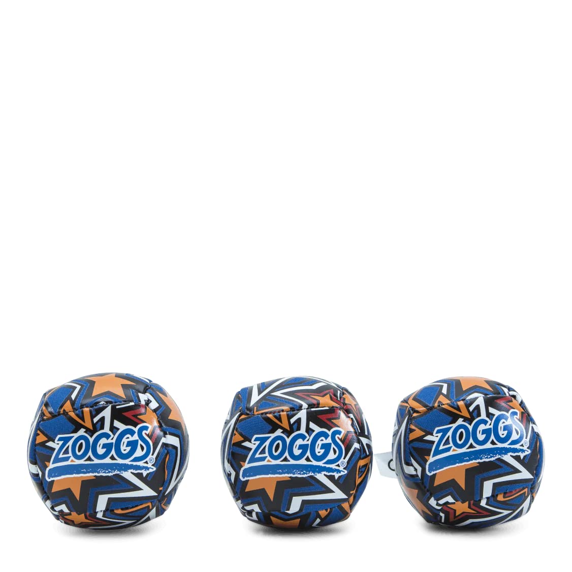 Zoggs Kids Water Friendly Splash Neoprene Covered Balls - Orange/Blue with Star Print, 3.5 inch each