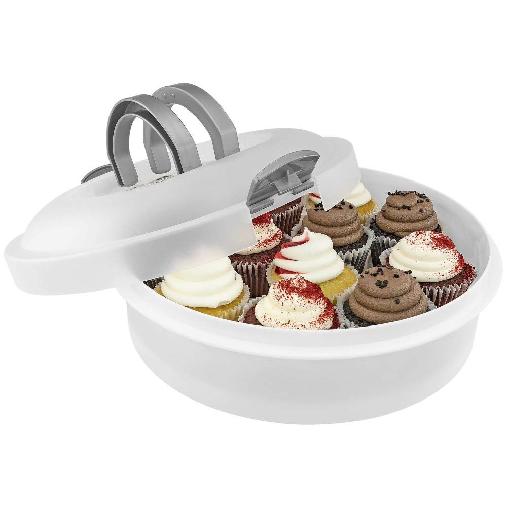 Southern HomewaresCake Carrier with Lid and Handle 3-in-1 - Plastic Cake Container for Cakes, Pies, Cupcakes, Muffins Dessert, Cake Transport Container