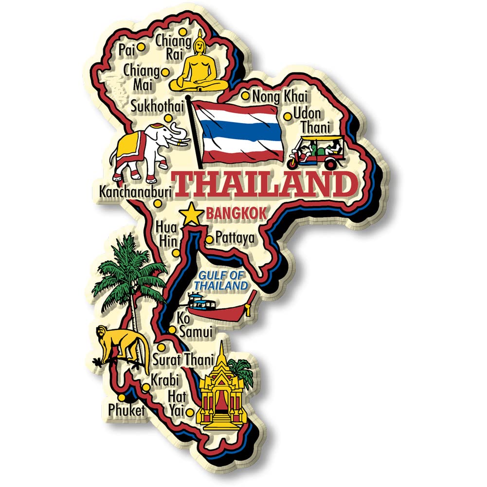 Thailand Jumbo Country Map Magnet by Classic Magnets, Collectible Souvenirs Made in The USA