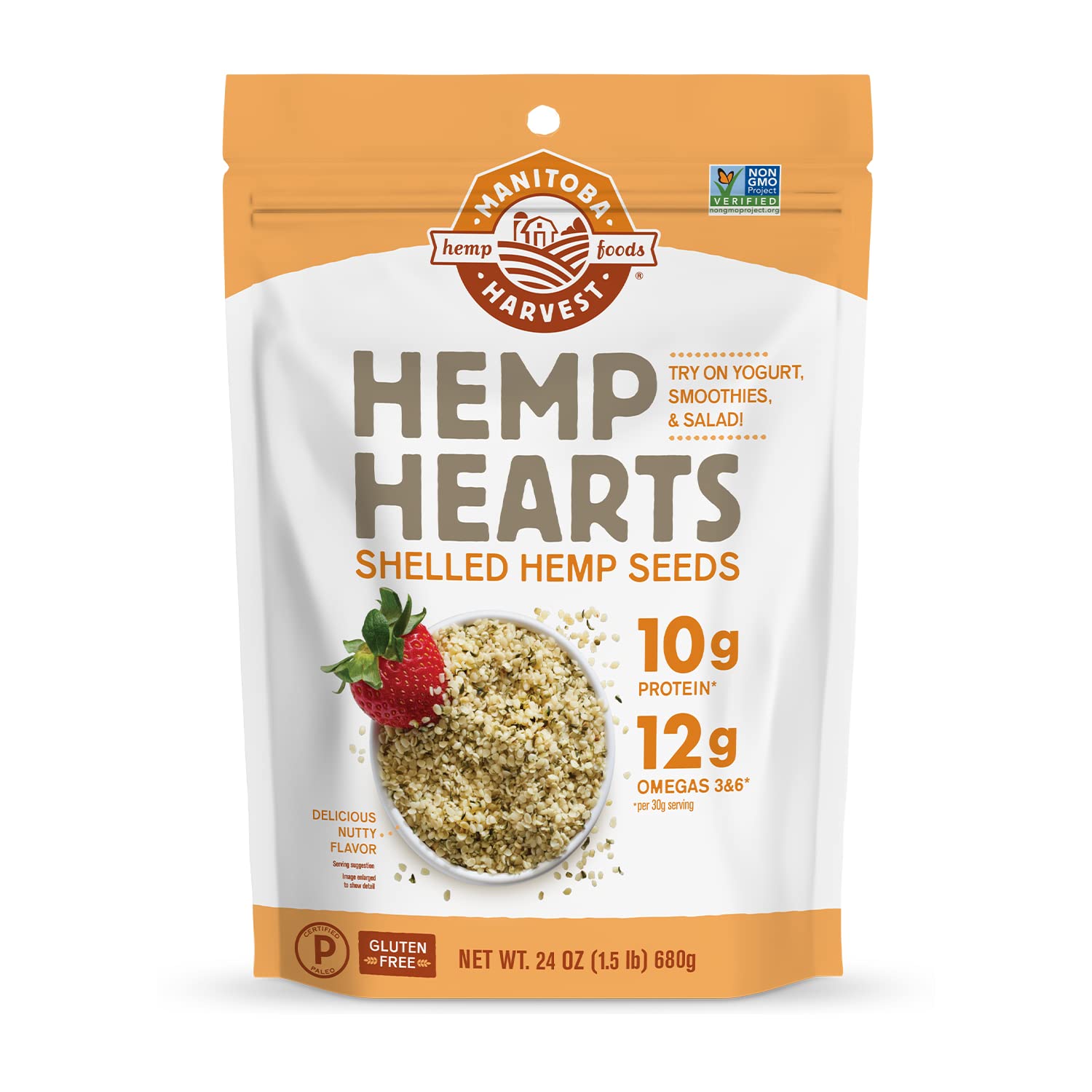 Manitoba Harvest Hemp Seeds, 24 oz; 10g Plant Based Protein and 12g Omega 3 & 6 per Serving | Perfect for smoothies, yogurt & salad | Non-GMO, Vegan, Keto, Paleo, Gluten Free