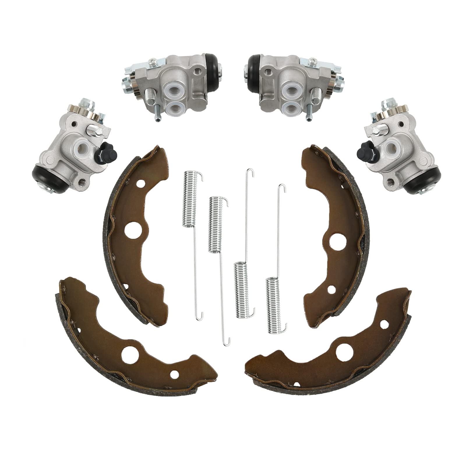 DICMIC Front Left & Right Brake Wheel Cylinder Set All Four with Brake Shoe Compatible with 2004-2006 Honda TRX350 Fourtrax Rancher 2004-2007 Honda TRX400 Fourtrax Rancher Replace# 45310-HN2-006