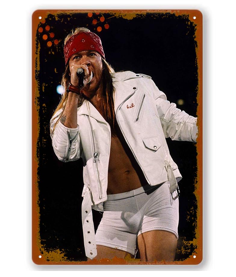 Guns N' Roses - Axl Rose On Stage In Briefs At Wembley Arena, England, 1992  Poster Vintage Metal Aluminium Sign Tin Sign-Home Decor Garage Man Cave Wall Art 12" X 8"