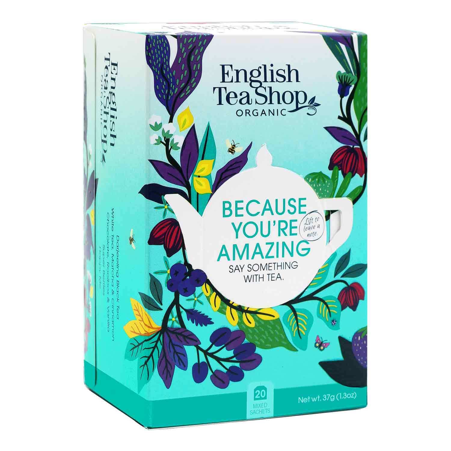 English Tea Shop Organic 5 Different Flavours Tea Because You'Re Amazing | Blend Bursting With Natural Goodness | Caffeine-Free | 20 Tea Bags