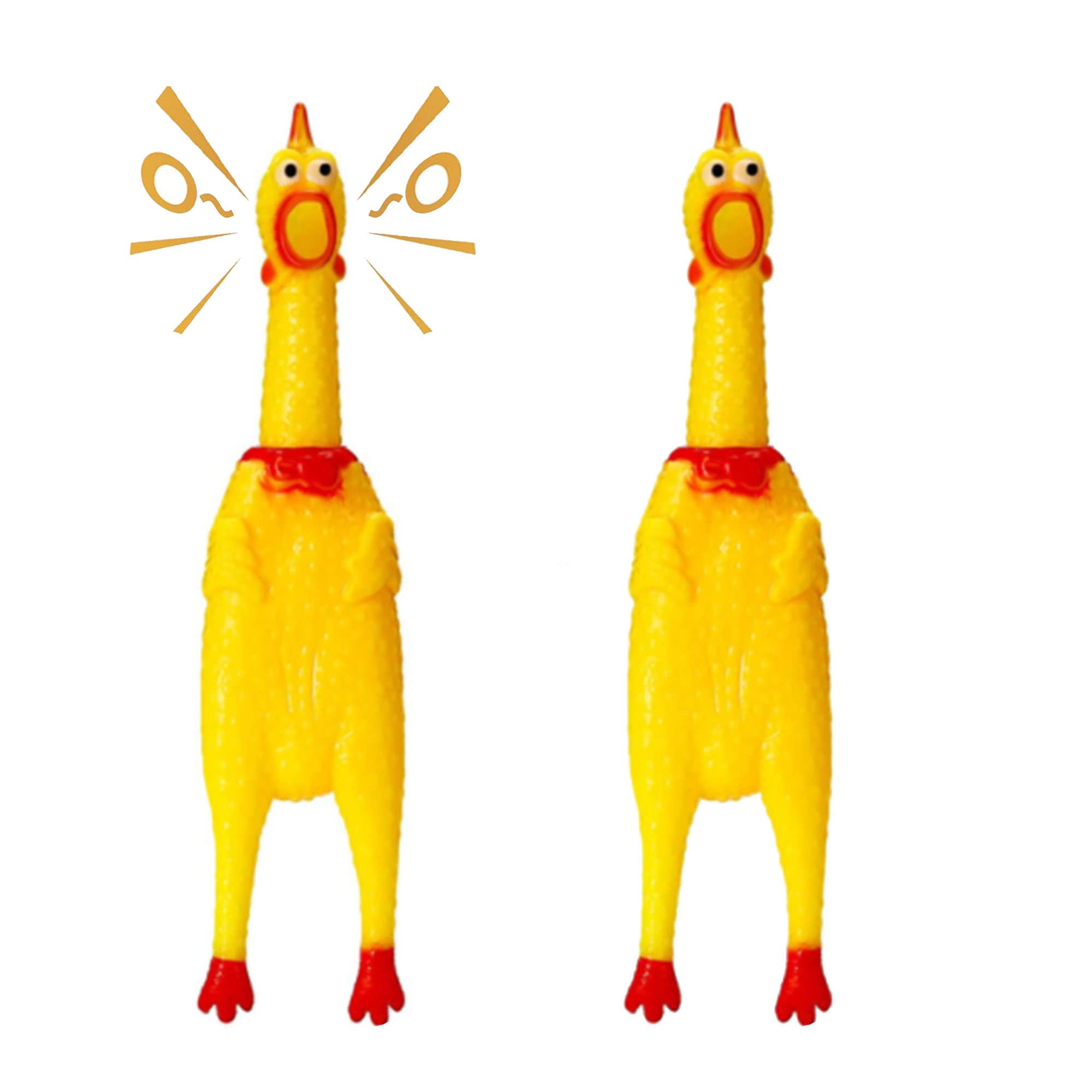 XFLYP 2 Pack Rubber Screaming Chicken Toy Yellow Rubber Squeaking Chicken Toy, Novelty and Durable, Screaming Chicken Toy For Pets Funny Squeaky Chicken,32cm