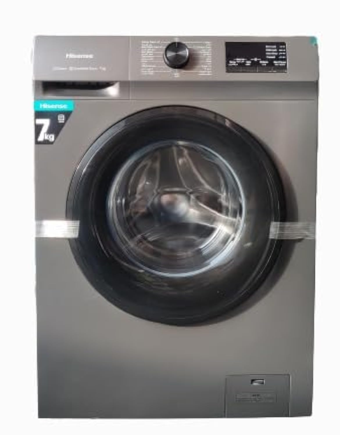 Hisense7Kg Front Loading Washing Machine 1200 RPM, With Pause & Add, Drum Clean, Silver Color, Model WFVB7012MT -1 Years Full Warranty.