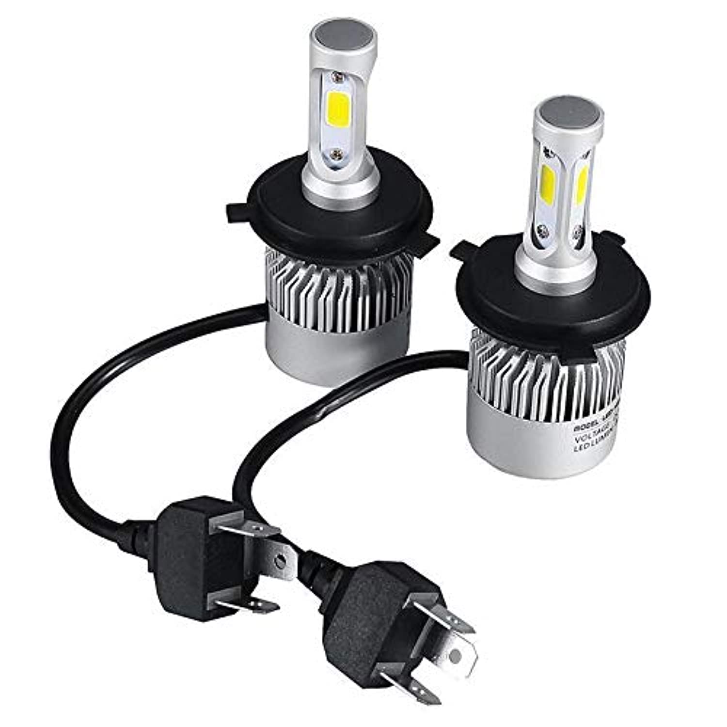 H4 LED Car Headlights with Luminous 8000LM COB 6500K White Light Bulbs