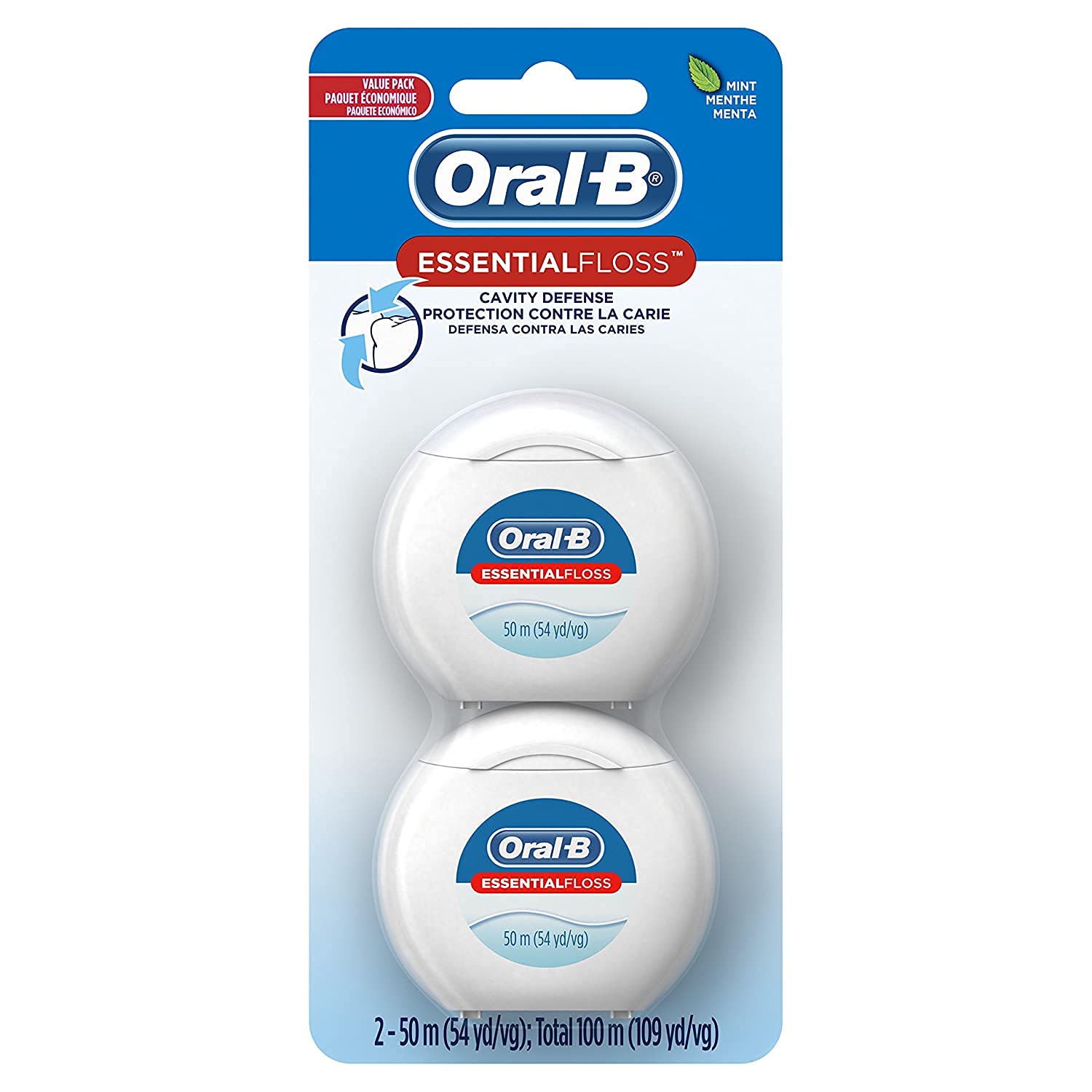 Oral-B EssentialFloss Cavity Defense Dental Floss, 50 M, 2 Pack