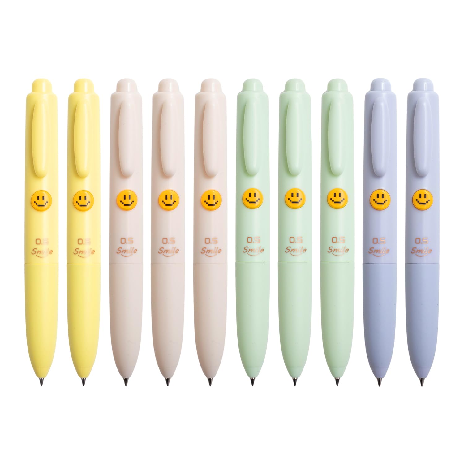 M&G10 Pcs Cute Gel Pens, 0.5mm Black Fat Gel Pens Fine Point, Retractable Gel Ink Rollerball Pens, Cute Mini Gel Pen With Smiley Face Smooth Writing for Note Taking, School, Office Women Men