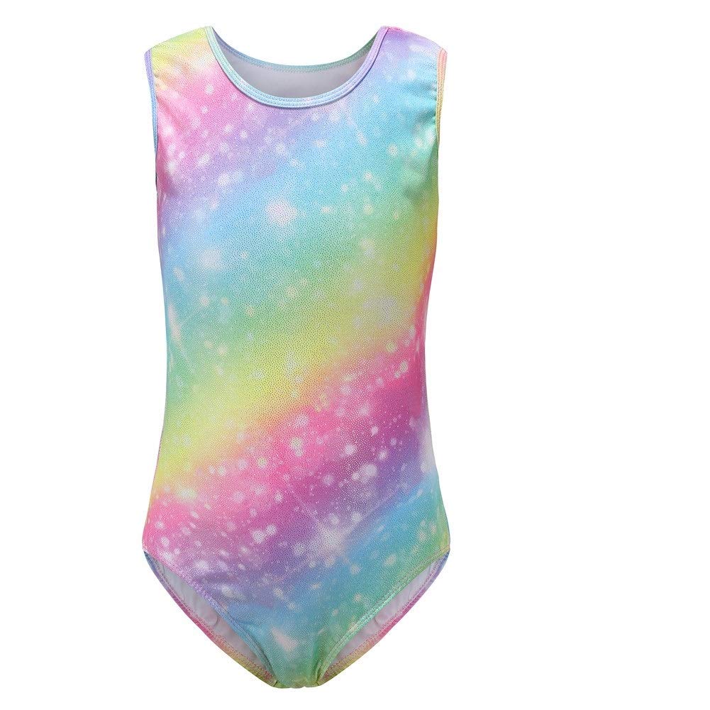 Gymnastics Leotards for Girls Sleeve/Sleeveless Rainbow Gradient Ballet Dancewea for 3-12 Years