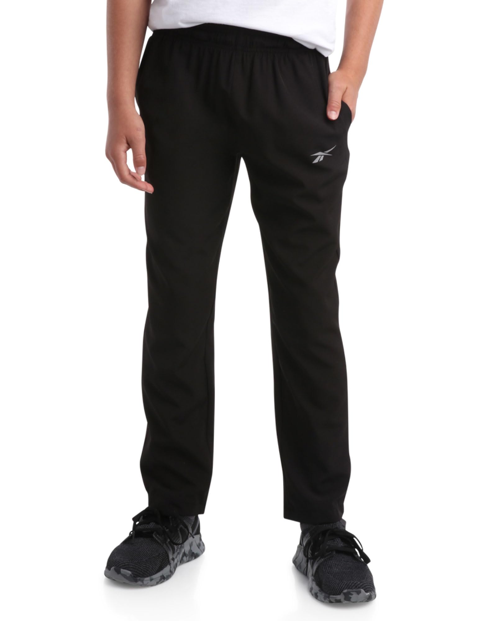 ReebokBoys' Active Pants - Quick Dry Performance Stretch Tech Pants - Woven Hybrid Pants for Boys (8-16)