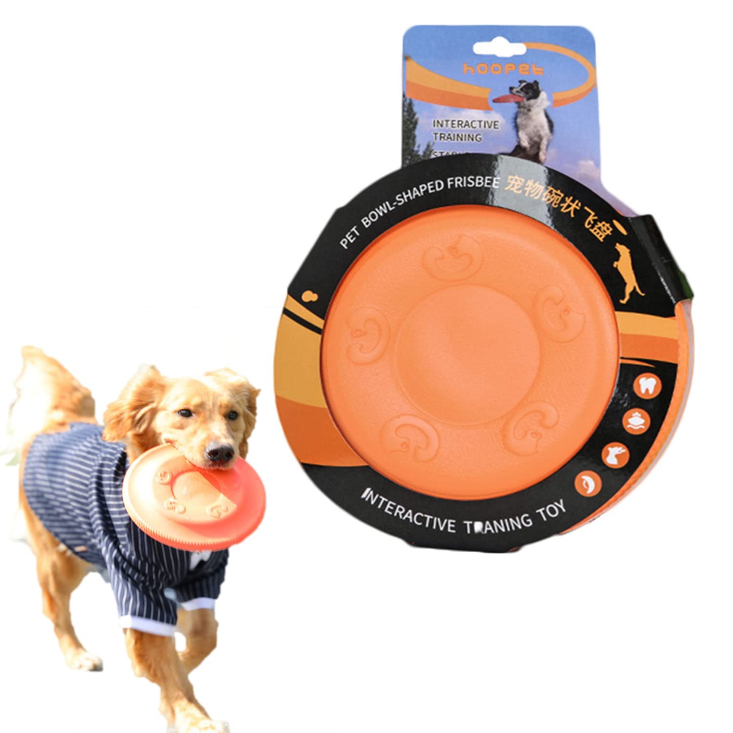 NeoStyle Dog Frisbee,Dog Toy Soft Flying Disc Dual purpose,Sport Outdoor Interactive Dog Toys for Large Dogs,Interactive Throwing Toy (22cm, Orange)