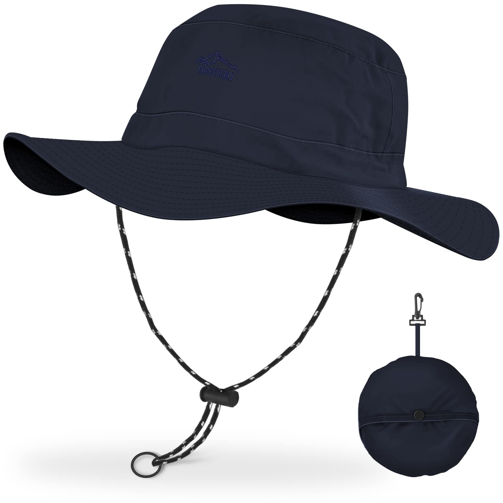 BROTOUSun Hats Fishing Hats, UPF 50+ Wide Brim Outdoor Protection Hat (Grey), Navy Blue, One size